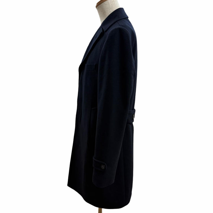 美品□TAGLIATORE タリアトーレ THOMAS 毛100％ フライフロント 比翼 チェスターコート ダークネイビー 46 イタリア製 正規品 メンズ　