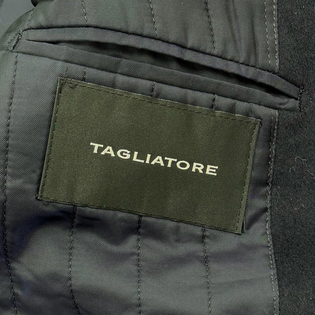 美品□TAGLIATORE タリアトーレ THOMAS 毛100％ フライフロント 比翼 チェスターコート ダークネイビー 46 イタリア製 正規品 メンズ　