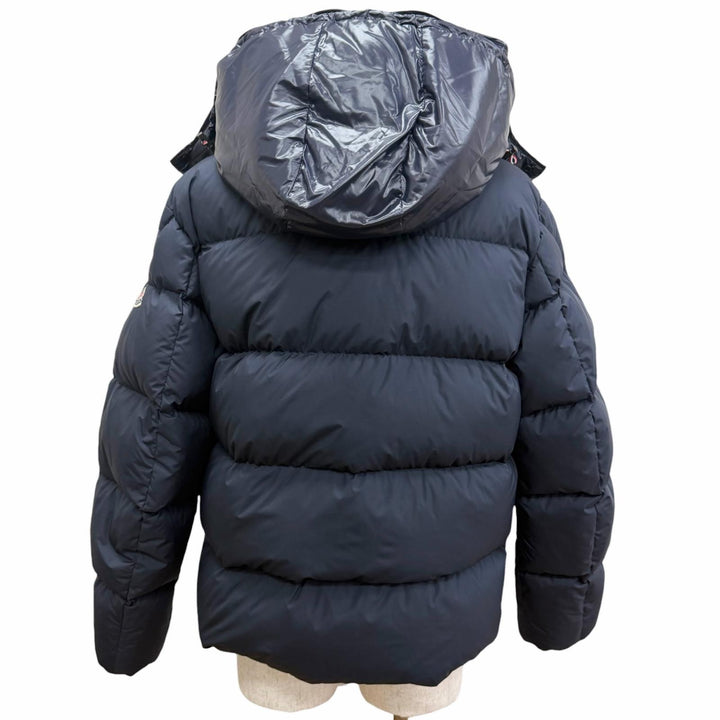 極美品□MONCLER モンクレール GLACIER GIUBBOTTO ロゴワッペン WZIP フーデッド ダウンジャケット パファージャケット 紺 2 正規品