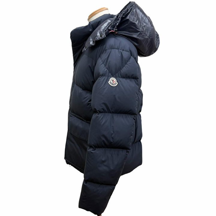 極美品□MONCLER モンクレール GLACIER GIUBBOTTO ロゴワッペン WZIP フーデッド ダウンジャケット パファージャケット 紺 2 正規品
