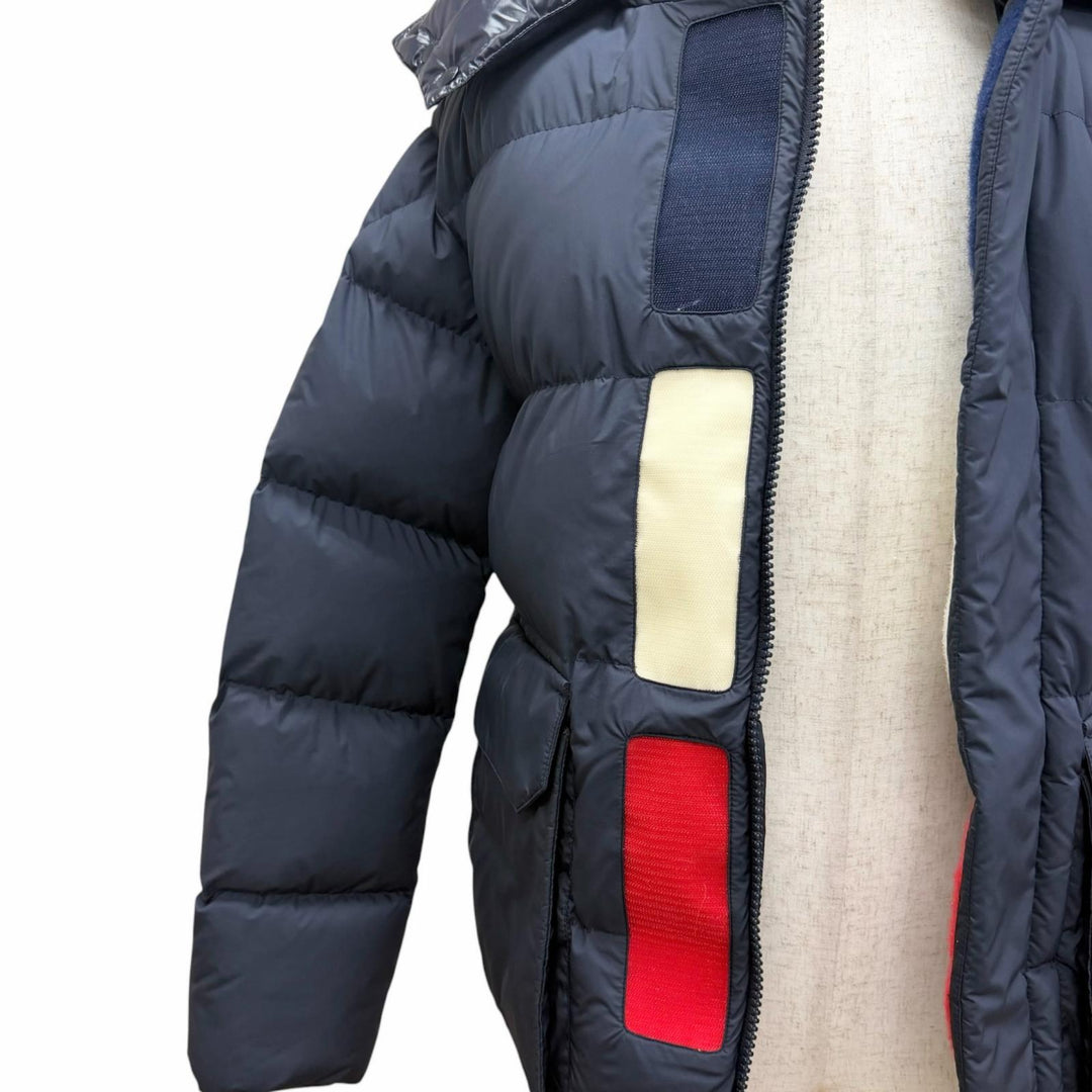 極美品□MONCLER モンクレール GLACIER GIUBBOTTO ロゴワッペン WZIP フーデッド ダウンジャケット パファージャケット 紺 2 正規品