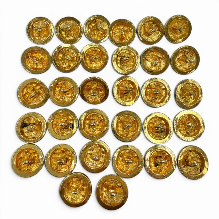 美品◇CHANEL シャネル ヴィンテージ ココマーク マトラッセ 金ボタン 32点セット ボタンセット ゴールド レディース