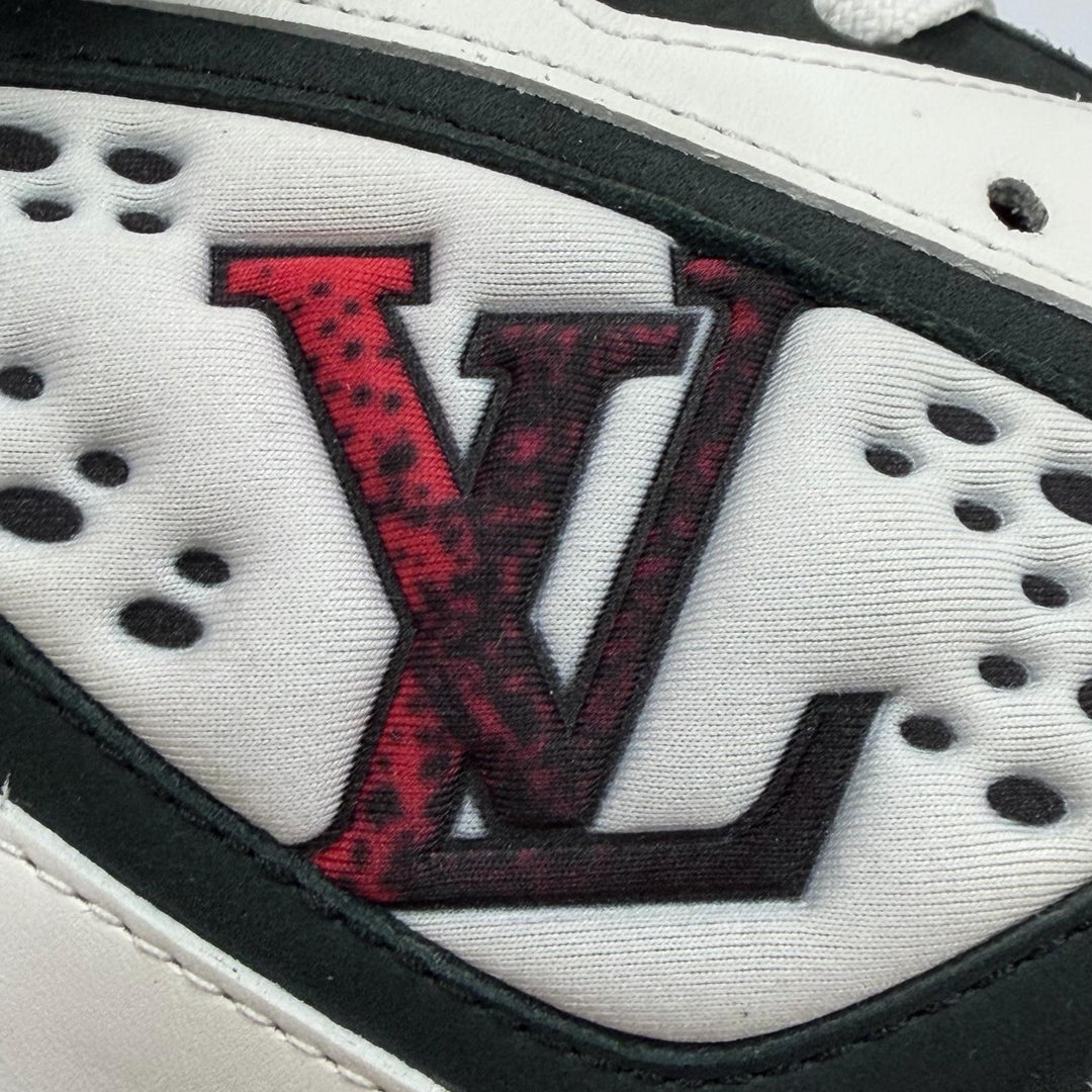 未使用品▼LOUIS VUITTON ルイヴィトン LVトレイナー2 ライン レザー ハイカットスニーカー ホワイト ブラック 8.5 伊製 メンズ 保存袋付