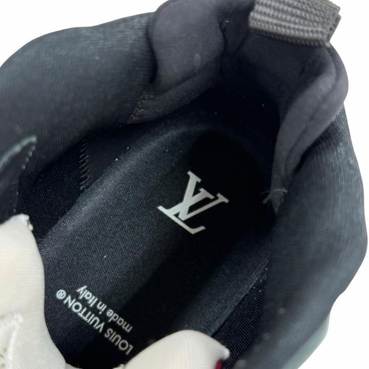 未使用品▼LOUIS VUITTON ルイヴィトン LVトレイナー2 ライン レザー ハイカットスニーカー ホワイト ブラック 8.5 伊製 メンズ 保存袋付