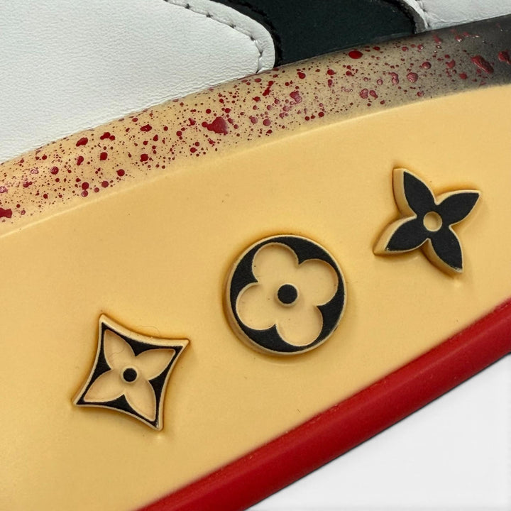 未使用品▼LOUIS VUITTON ルイヴィトン LVトレイナー2 ライン レザー ハイカットスニーカー ホワイト ブラック 8.5 伊製 メンズ 保存袋付