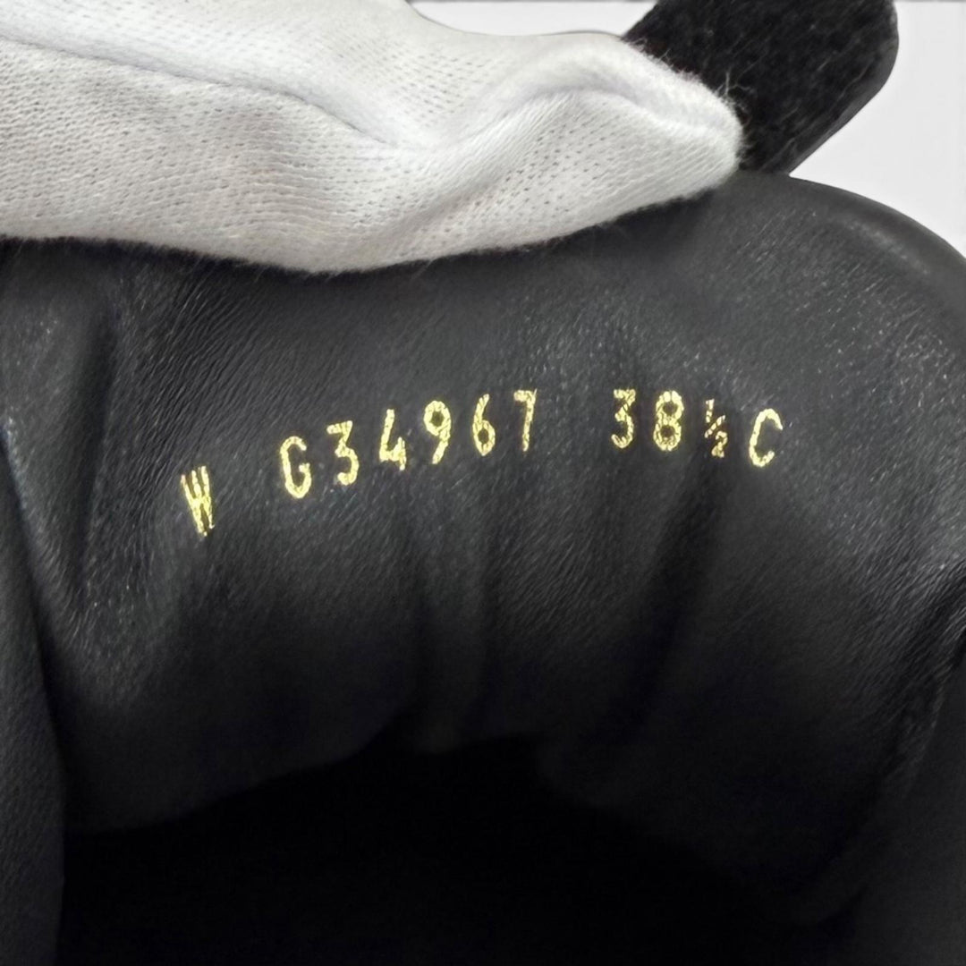 美品★CHANEL シャネル G34967 ロゴ金具付 ココマーク レースアップ レザー スニーカー アイボリー ブラック 38.5 イタリア製 レディース