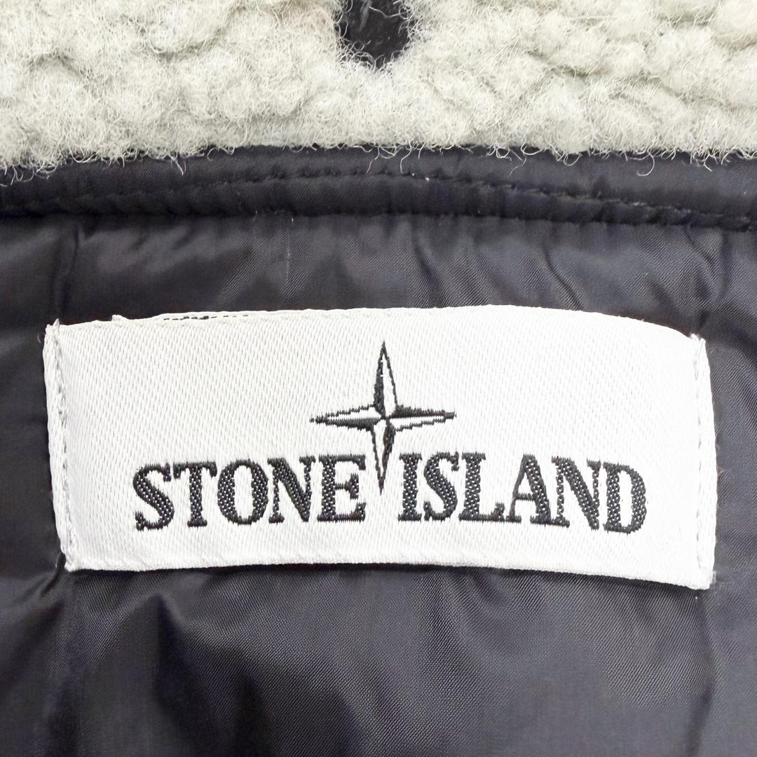 美品□STONE ISLAND ストーンアイランド ムートン切替 GORE-TEX フーデッド ロゴワッペン付き パテッドジャケット ブラック M メンズ