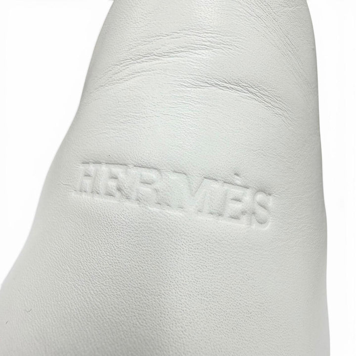 美品▼HERMES エルメス マイルス ナイロン レザー スウェード 異素材MIX テクニカル スニーカー グレー ホワイト 43 伊製 メンズ 箱付き