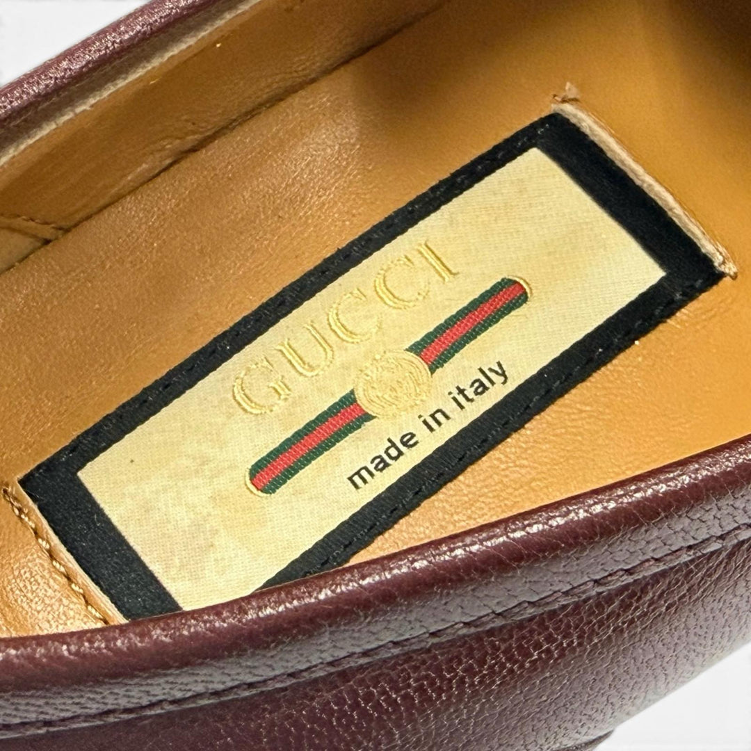 未使用品△GUCCI グッチ 660819 ウェブライン ホースビット レザー ローファー ボルドー ゴールド 35.5 伊製 レディース 箱・保存袋付き