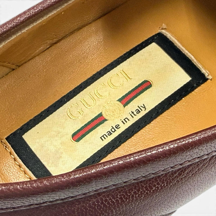 未使用品△GUCCI グッチ 660819 ウェブライン ホースビット レザー ローファー ボルドー ゴールド 35.5 伊製 レディース 箱・保存袋付き