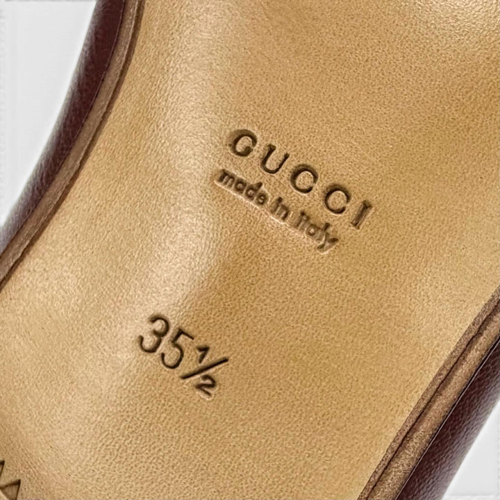 未使用品△GUCCI グッチ 660819 ウェブライン ホースビット レザー ローファー ボルドー ゴールド 35.5 伊製 レディース 箱・保存袋付き