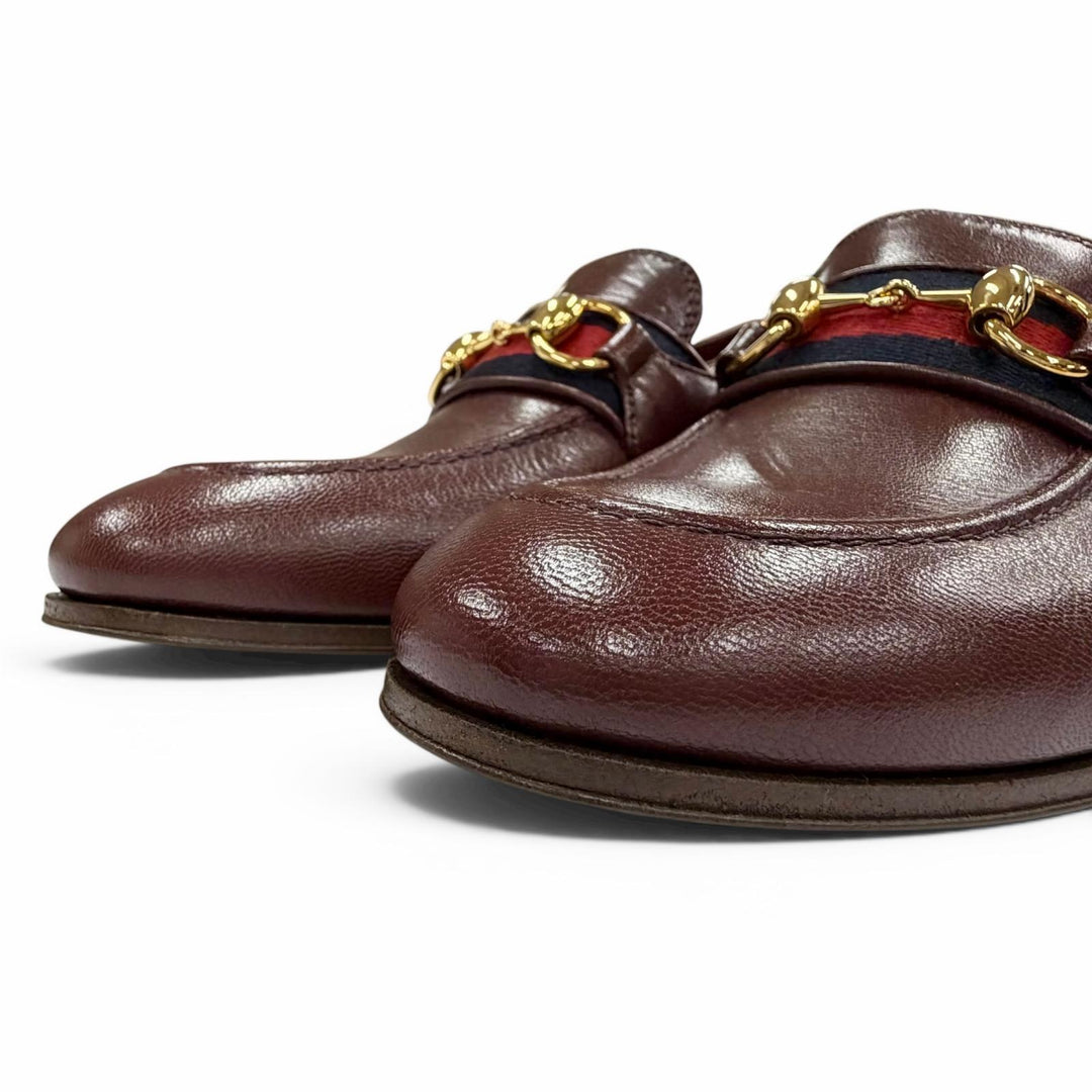 未使用品△GUCCI グッチ 660819 ウェブライン ホースビット レザー ローファー ボルドー ゴールド 35.5 伊製 レディース 箱・保存袋付き