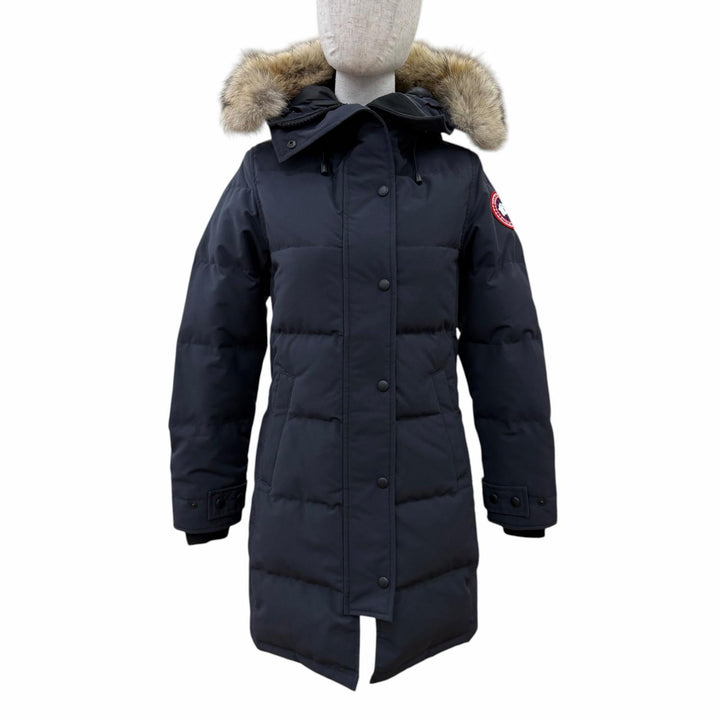 良品☆CANADA GOOSE カナダグース 2302JL MACKENZIE PARKA マッケンジー ファー・フード付 ダウンコート ネイビー S 正規品 レディース