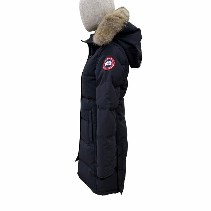 良品☆CANADA GOOSE カナダグース 2302JL MACKENZIE PARKA マッケンジー ファー・フード付 ダウンコート ネイビー S 正規品 レディース