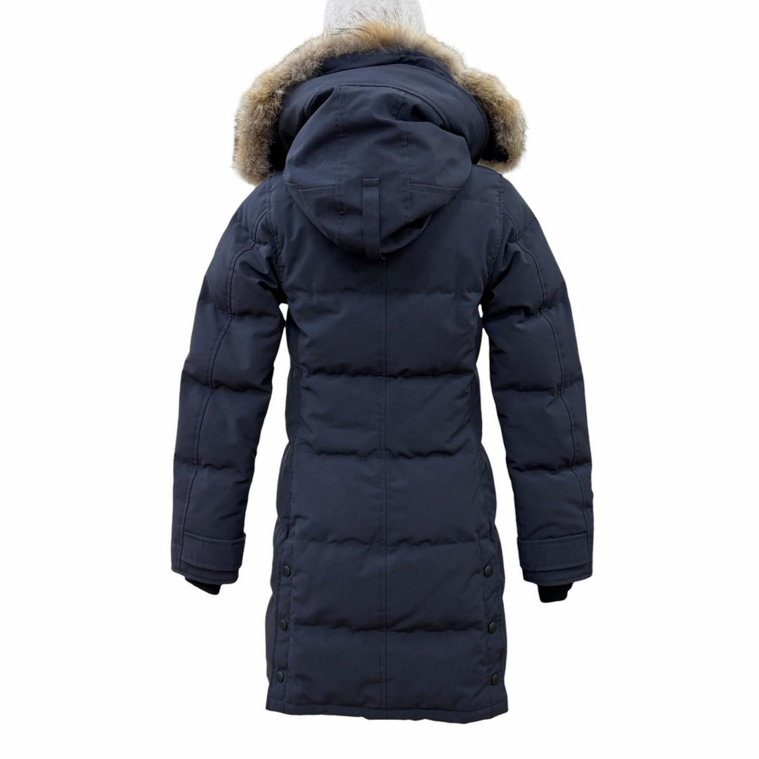 良品☆CANADA GOOSE カナダグース 2302JL MACKENZIE PARKA マッケンジー ファー・フード付 ダウンコート ネイビー S 正規品 レディース