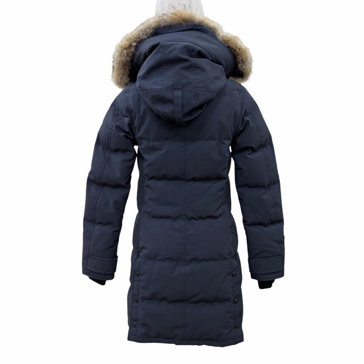 良品☆CANADA GOOSE カナダグース 2302JL MACKENZIE PARKA マッケンジー ファー・フード付 ダウンコート ネイビー S 正規品 レディース