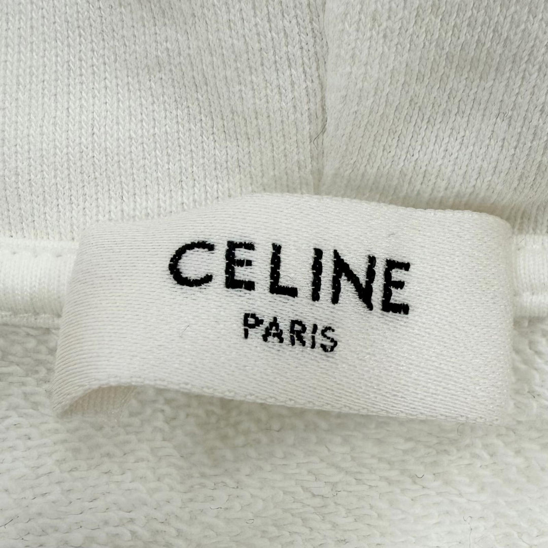 極美品□CELINE セリーヌ 22AW 2Y753670Q グラデーションロゴ ルーズフーディー プルオーバーパーカー ホワイト S イタリア製 正規品