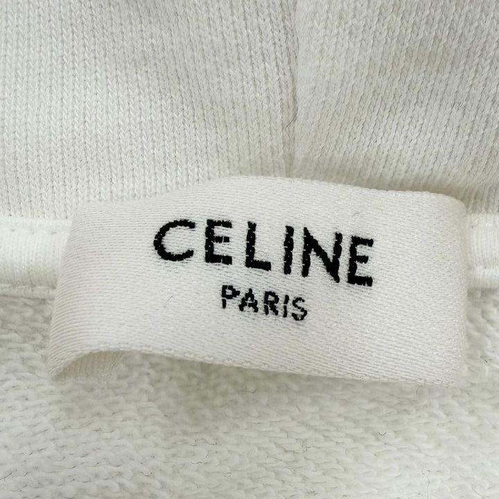 極美品□CELINE セリーヌ 22AW 2Y753670Q グラデーションロゴ ルーズフーディー プルオーバーパーカー ホワイト S イタリア製 正規品