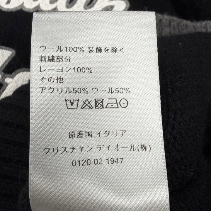 美品□DIOR ディオール オム 213M640AT298 ウール ATELIER アトリエ刺繍 ロングスリーブ セーター ブラック グレー M イタリア製 正規品