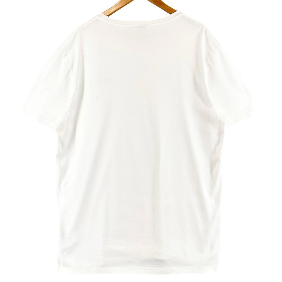 美品▲BERLUTI ベルルッティ コットン100% 牛革 レザーパッチ クルーネック 半袖Ｔシャツ ホワイト XL イタリア製 正規品 メンズ