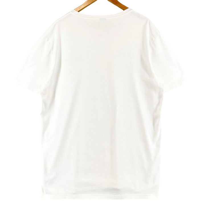美品▲BERLUTI ベルルッティ コットン100% 牛革 レザーパッチ クルーネック 半袖Ｔシャツ ホワイト XL イタリア製 正規品 メンズ