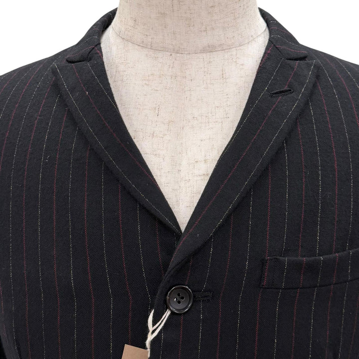 美品▼COMME des GARCONS HOMME PLUS コムデギャルソンオムプリュス PH-J028 チャイナパネル ストライプ柄 アシンメトリージャケット XS