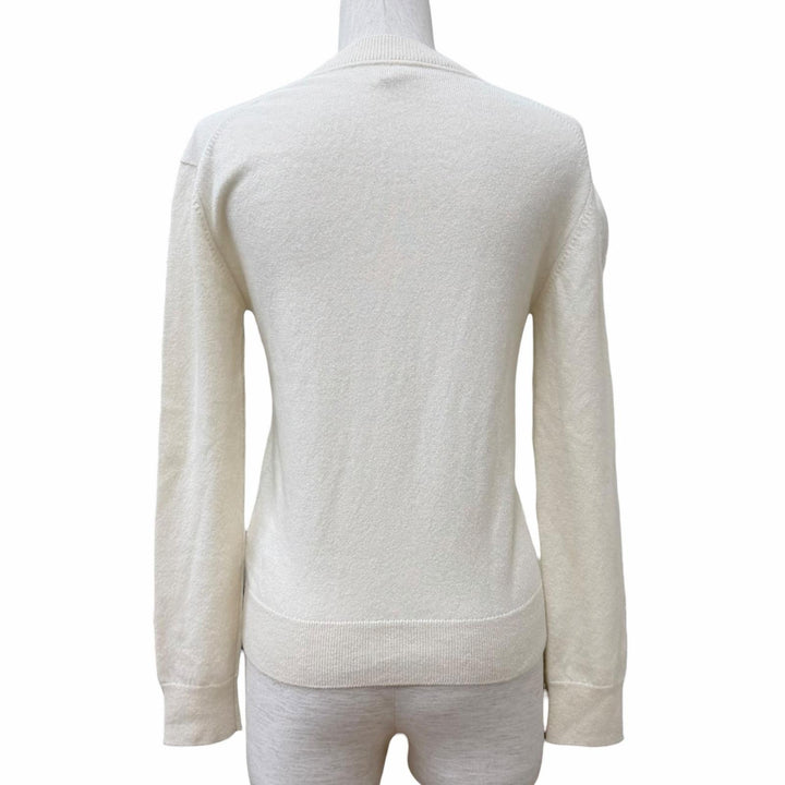 極美品★HERMES エルメス 24AW 2604D1 カシミヤ100％ Hリフト クルーネック 長袖 ニット アイボリー 36 英国製 正規品 レディース