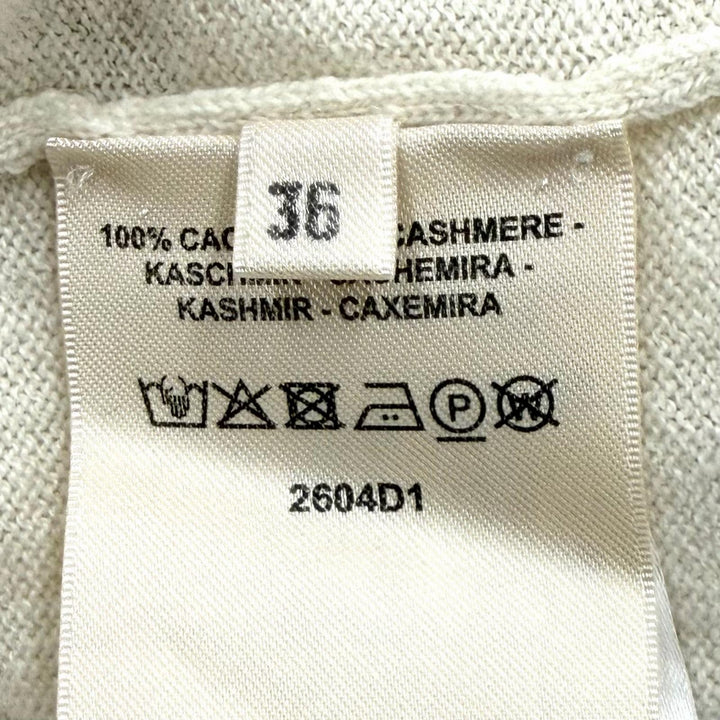 極美品★HERMES エルメス 24AW 2604D1 カシミヤ100％ Hリフト クルーネック 長袖 ニット アイボリー 36 英国製 正規品 レディース