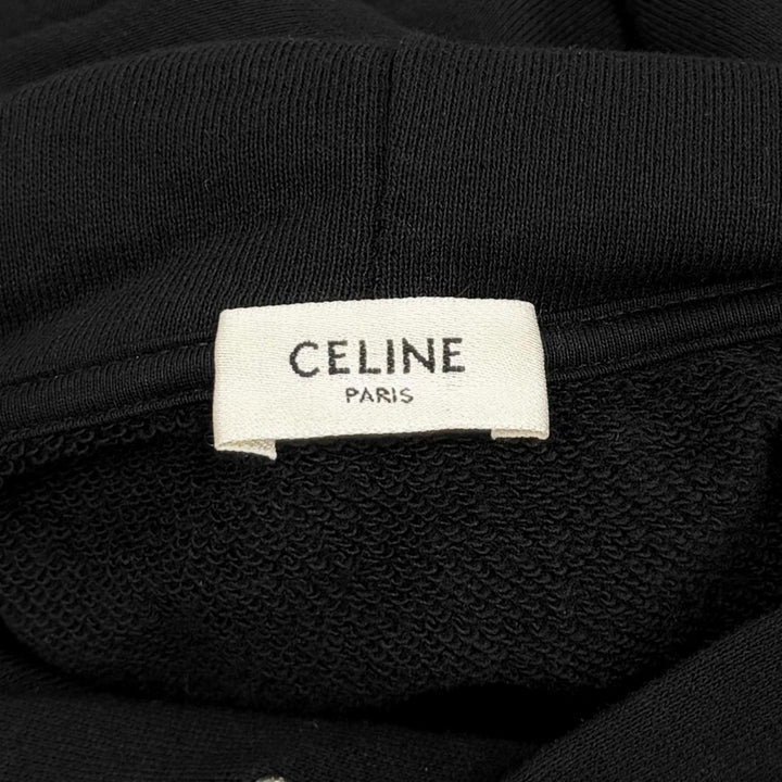 極美品★CELINE セリーヌ 2Y005632E コットン100％ インビテーション バックロゴ パーカー ブラック XS 日本製 正規品 レディース