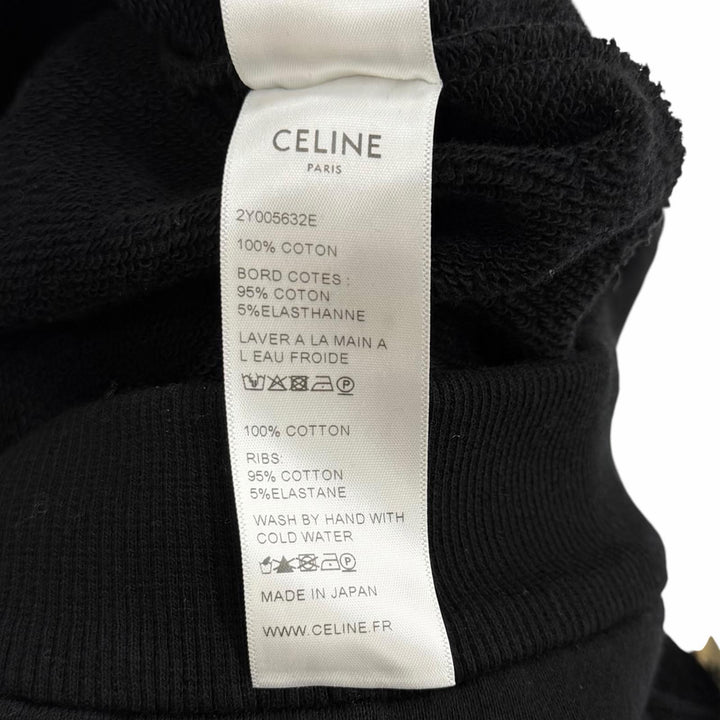 極美品★CELINE セリーヌ 2Y005632E コットン100％ インビテーション バックロゴ パーカー ブラック XS 日本製 正規品 レディース