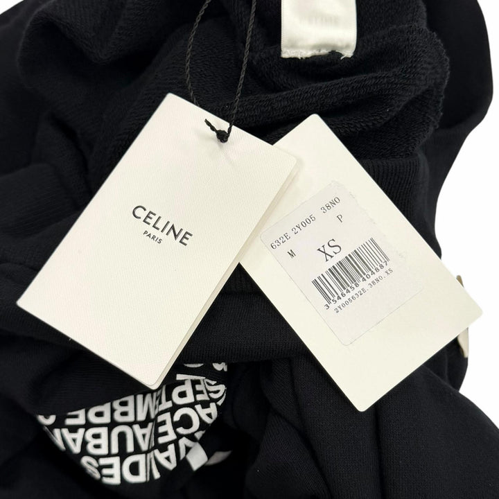 極美品★CELINE セリーヌ 2Y005632E コットン100％ インビテーション バックロゴ パーカー ブラック XS 日本製 正規品 レディース