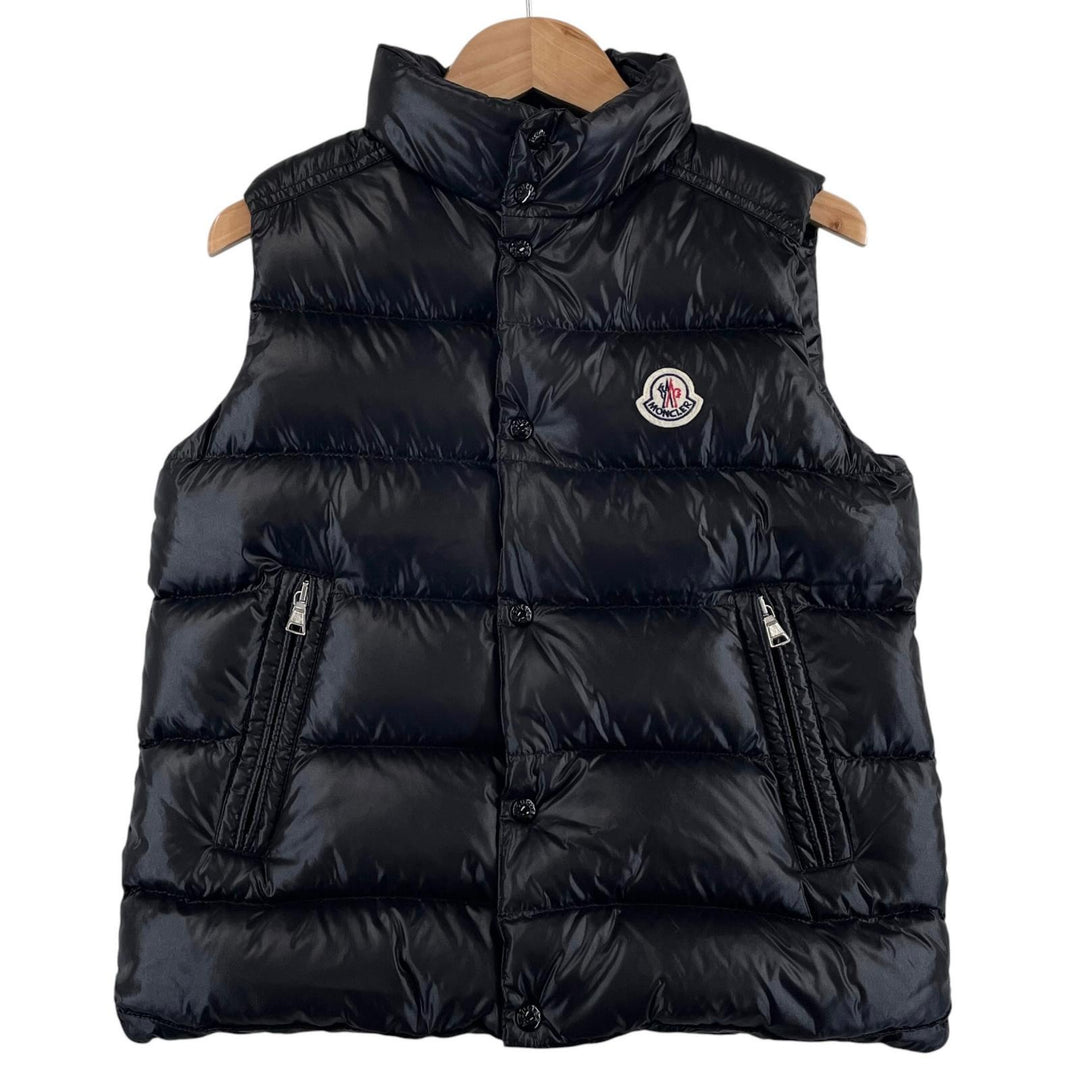 美品▲MONCLER モンクレール 2023年製 TIB GILET ロゴワッペン ダウンベスト ブラック 10anni 140cm 正規品 キッズ