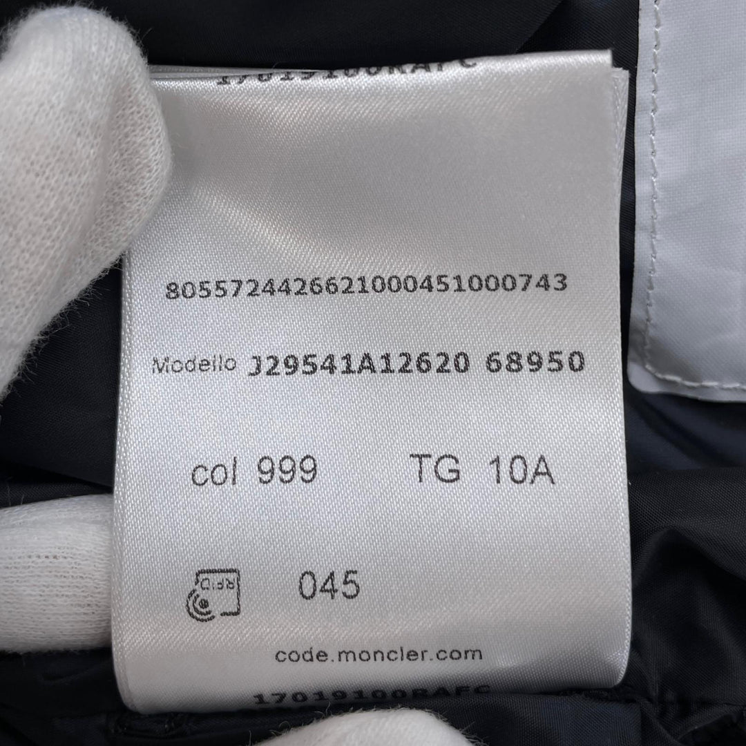 美品▲MONCLER モンクレール 2023年製 TIB GILET ロゴワッペン ダウンベスト ブラック 10anni 140cm 正規品 キッズ