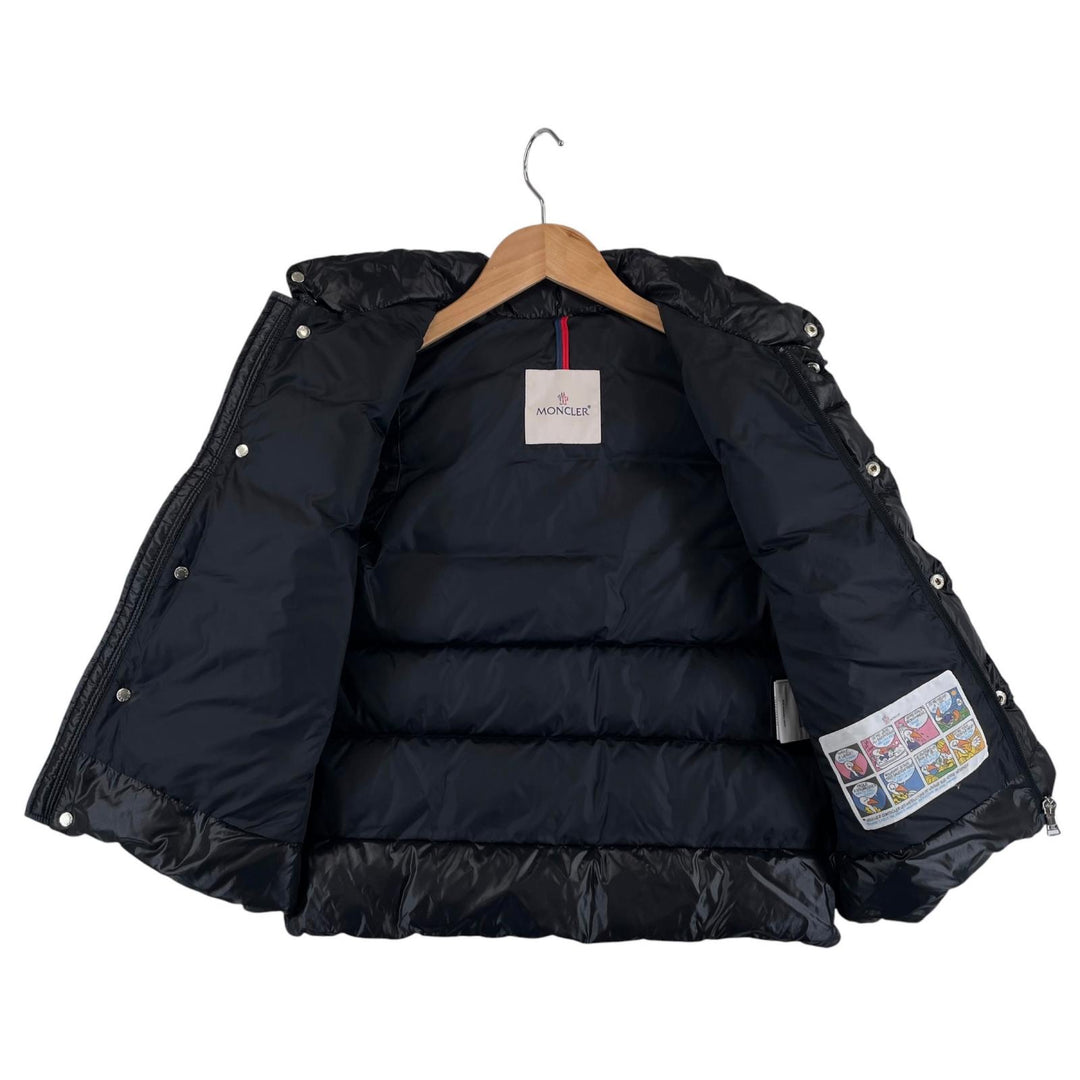 美品▲MONCLER モンクレール 2023年製 TIB GILET ロゴワッペン ダウンベスト ブラック 10anni 140cm 正規品 キッズ