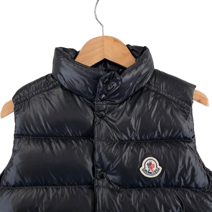 美品▲MONCLER モンクレール 2023年製 TIB GILET ロゴワッペン ダウンベスト ブラック 10anni 140cm 正規品 キッズ