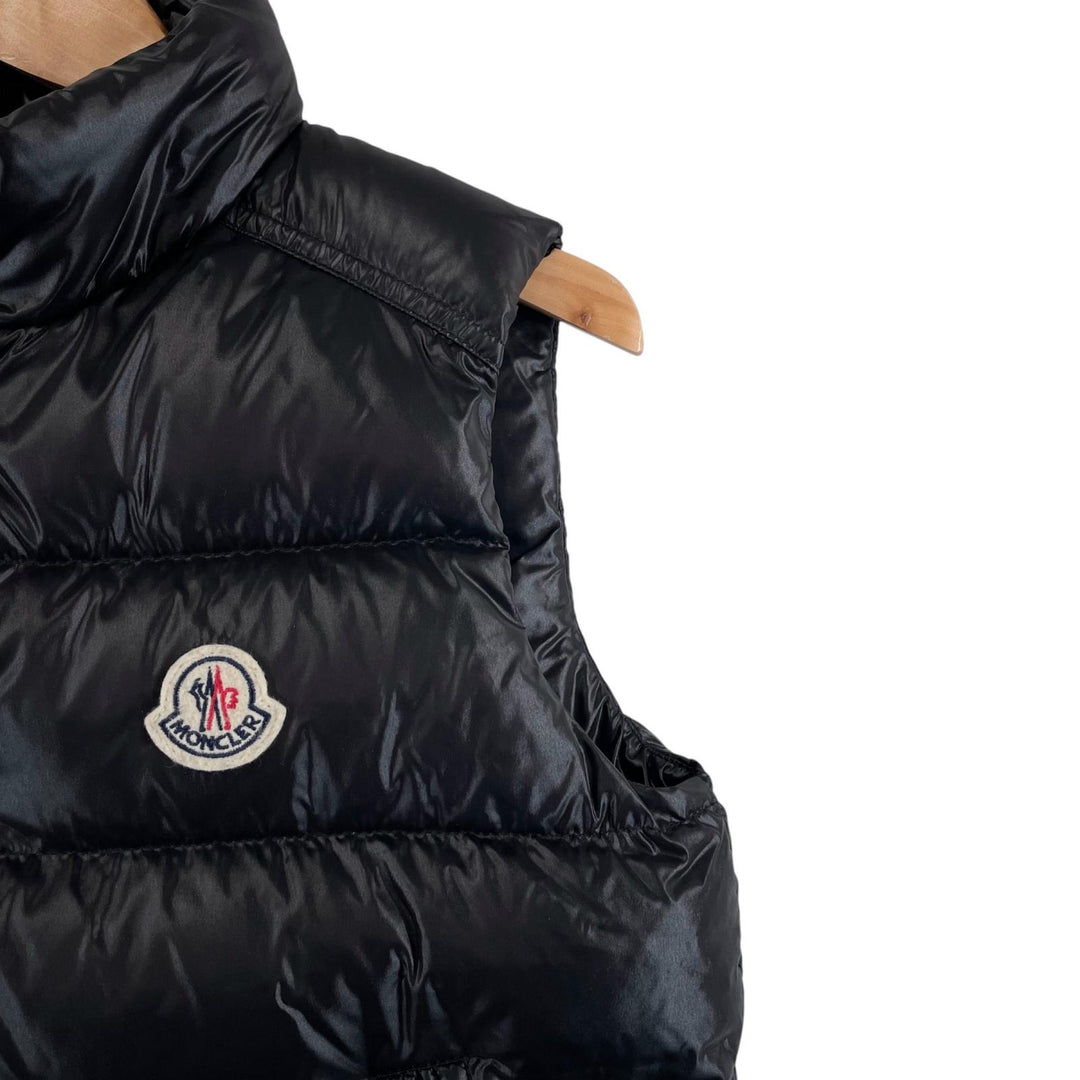 美品▲MONCLER モンクレール 2023年製 TIB GILET ロゴワッペン ダウンベスト ブラック 10anni 140cm 正規品 キッズ