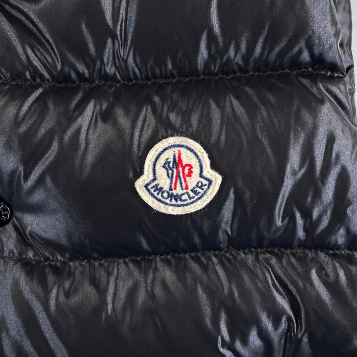 美品▲MONCLER モンクレール 2023年製 TIB GILET ロゴワッペン ダウンベスト ブラック 10anni 140cm 正規品 キッズ