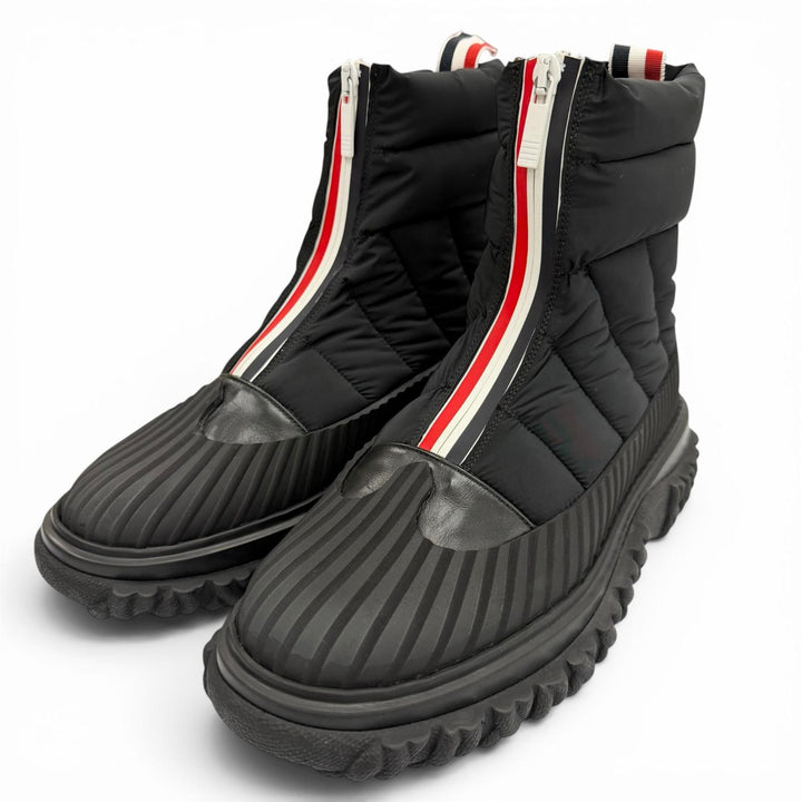 未使用品▼THOM BROWNE トムブラウン MFB209A QUIL TED ZIP UP DUCK BOOT ナイロン レザー ZIPUP ショートブーツ ブラック US6/EU39 箱付