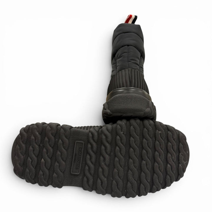 未使用品▼THOM BROWNE トムブラウン MFB209A QUIL TED ZIP UP DUCK BOOT ナイロン レザー ZIPUP ショートブーツ ブラック US6/EU39 箱付