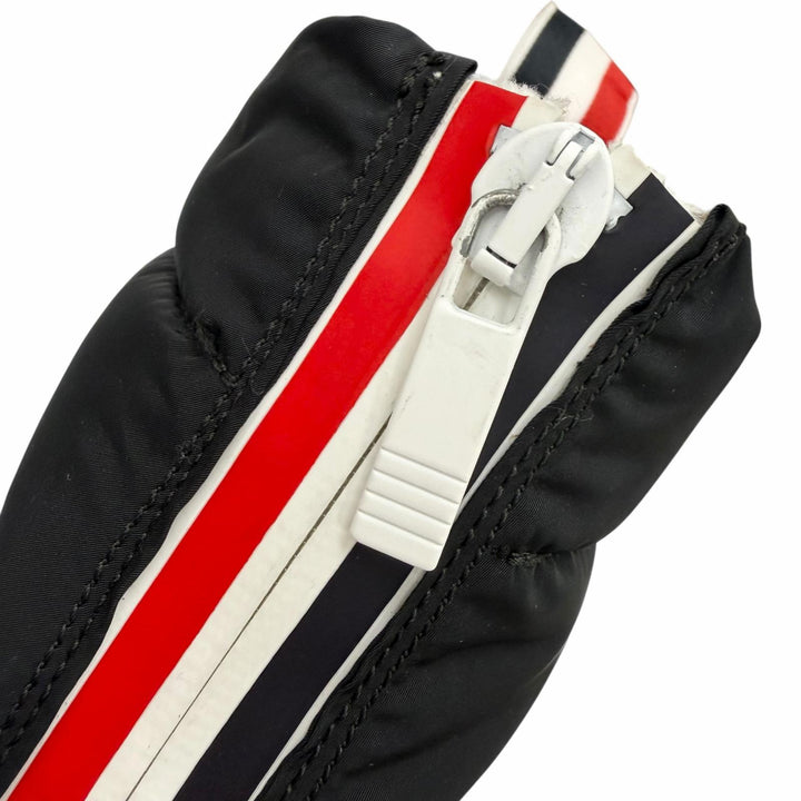未使用品▼THOM BROWNE トムブラウン MFB209A QUIL TED ZIP UP DUCK BOOT ナイロン レザー ZIPUP ショートブーツ ブラック US6/EU39 箱付