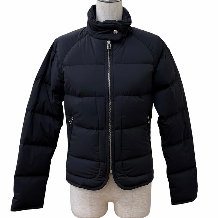 極美品★HERMES エルメス ピウミーノ セリエボタン スタンドカラー ZIP UP ダウンジャケット ブラック XS イタリア製 正規品 レディース