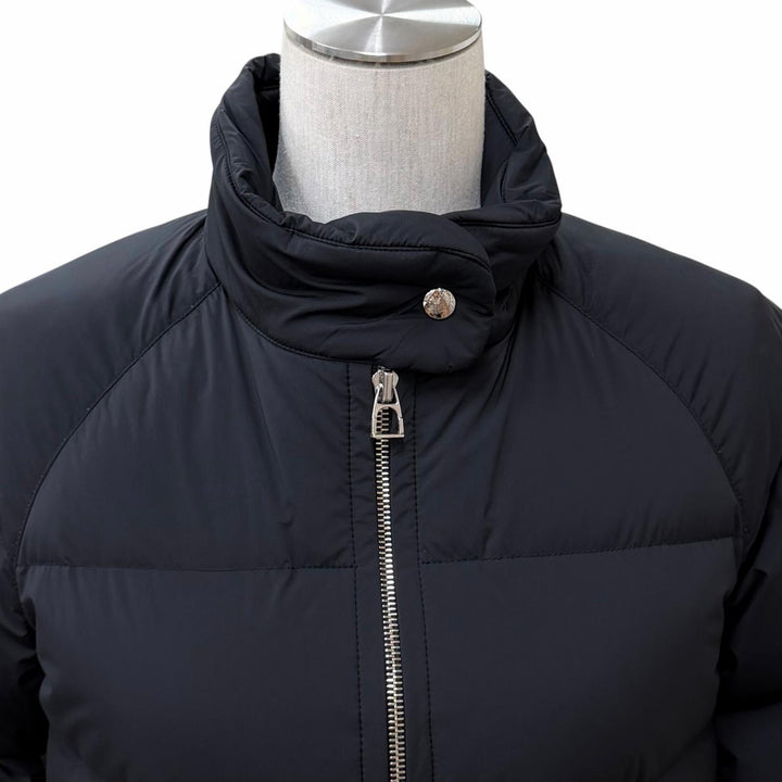 極美品★HERMES エルメス ピウミーノ セリエボタン スタンドカラー ZIP UP ダウンジャケット ブラック XS イタリア製 正規品 レディース