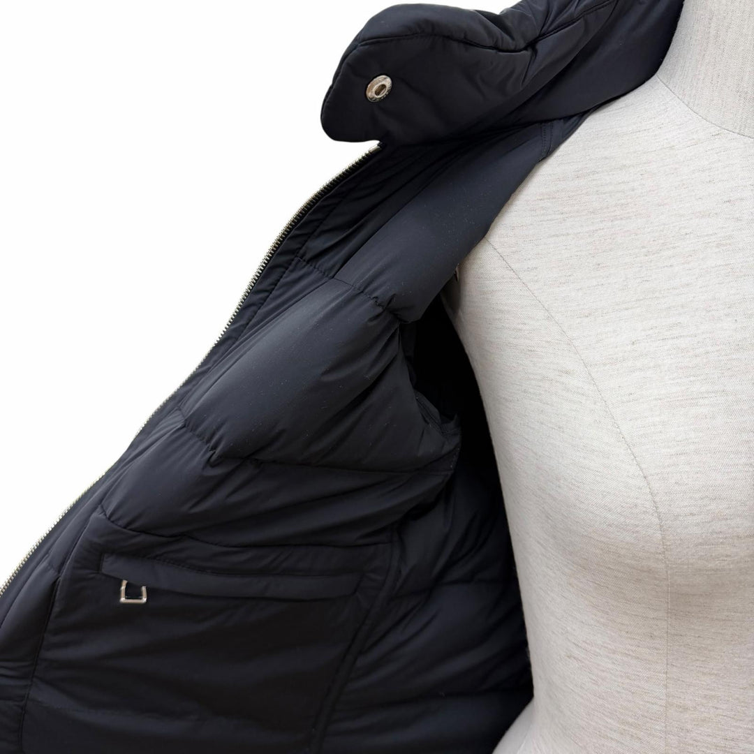 極美品★HERMES エルメス ピウミーノ セリエボタン スタンドカラー ZIP UP ダウンジャケット ブラック XS イタリア製 正規品 レディース