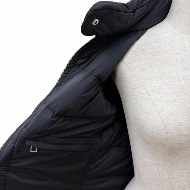極美品★HERMES エルメス ピウミーノ セリエボタン スタンドカラー ZIP UP ダウンジャケット ブラック XS イタリア製 正規品 レディース