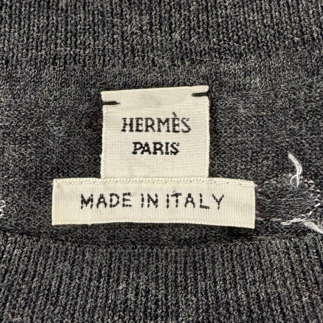 極美品◇HERMES エルメス Clic Clac クリッククラック カシミヤ シルク 長袖ニット ワンピース グレー 40 イタリア製 正規品 レディース