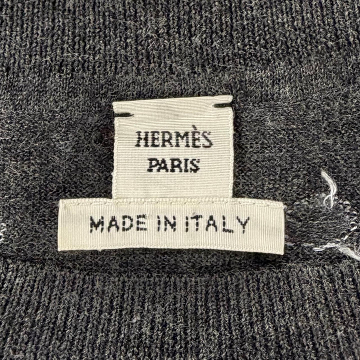 極美品◇HERMES エルメス Clic Clac クリッククラック カシミヤ シルク 長袖ニット ワンピース グレー 40 イタリア製 正規品 レディース