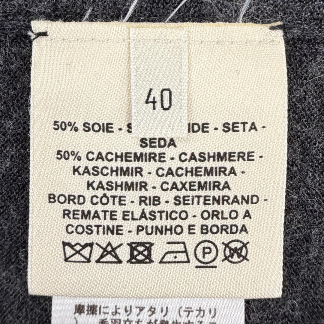 極美品◇HERMES エルメス Clic Clac クリッククラック カシミヤ シルク 長袖ニット ワンピース グレー 40 イタリア製 正規品 レディース