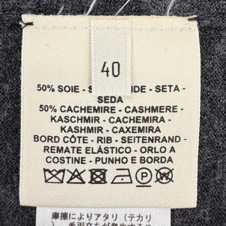 極美品◇HERMES エルメス Clic Clac クリッククラック カシミヤ シルク 長袖ニット ワンピース グレー 40 イタリア製 正規品 レディース