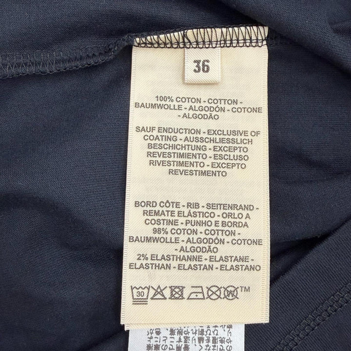 極美品▼HERMES エルメス 25SS 5H4629DA カルトゥッシュ クルーネック ショートスリーブ 半袖Ｔシャツ ネイビー 36 正規品 レディース