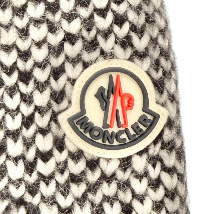 極美品◇MONCLER モンクレール 21-22AW HYOSERIS アルパカ混 ロゴワッペン 袖フリンジ ニット ダウンジャケット 0 正規品 レディース